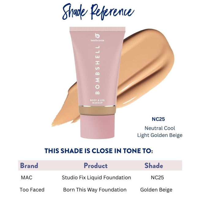 Bombshell Maquillaje para cuerpo y piernas - 100ml | 3.4 onzas líquidas