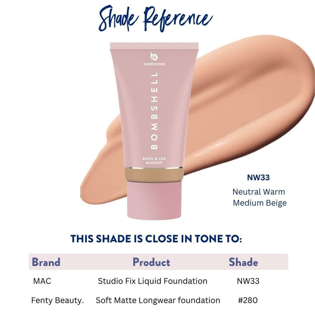 Bombshell Maquillaje para cuerpo y piernas - 100ml | 3.4 onzas líquidas