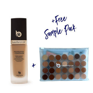 Best Bronze Foundations BB Face Foundation + Concealer + Free Sample Pack Bundle