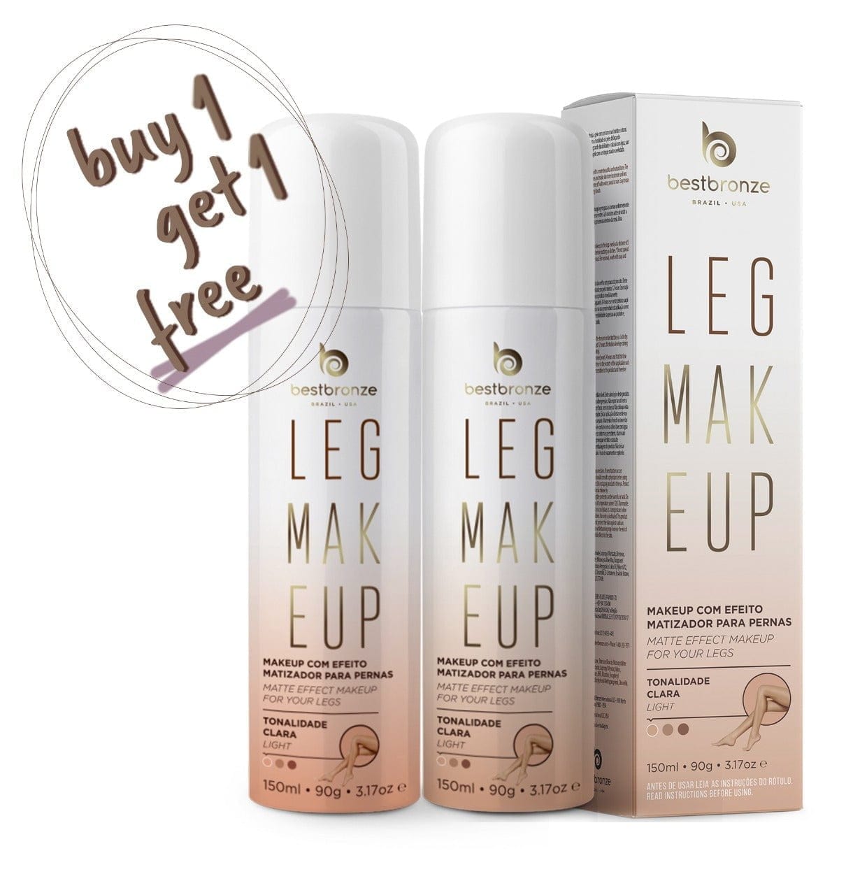 Best Bronze LIGHT Buy 1 Get 1 Leg Makeup Flawless Legs 150ml
